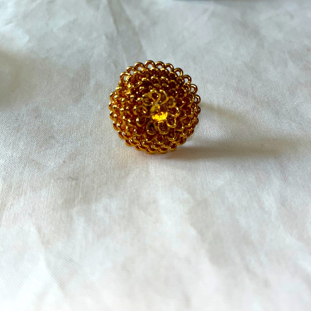 Floral Pattern Gold Plated over Silver Ring